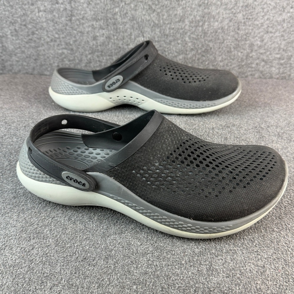 Crocs LiteRide Clogs Mens Size 10 Black Foam Rubber Slip On Comfort Shoes